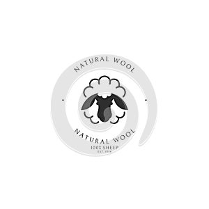 Natural wool. Fluffy sheep. Logo template photo